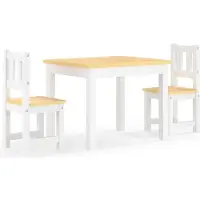 vidaXL 3-delige Kindertafel- en stoelenset MDF wit en grijs