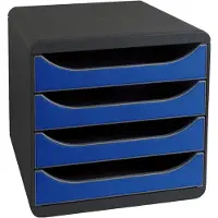 Exacompta Big Box Plus Iderama royal blue, 4 open laden A4/A4+/24x32 cm, geruisloos met stop, stapelbaar