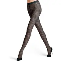 Falke Old Fashioned gedessineerd materiaal transparent 20 DEN panty dames zwart - maat M-L
