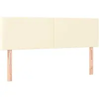vidaXL Boxspring met matras en LED kunstleer crèmekleurig 140x200 cm
