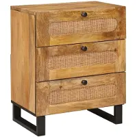 vidaXL Nachtkastje met lade Naturel 50 x 33 x 62 cm Massief Mango Hout