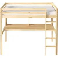 Sunny Sil Hoogslaper van Hout met Bureau in Houtkleur | Kinderbed Zonder Matras | Verhoogd Bed met Ladder & Boekenplank | 208x97x172cm | Voor Matrasmaat 90x200cm