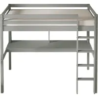 Sunny Sil Hoogslaper van Hout met Bureau in Grijs | Kinderbed Zonder Matras | Verhoogd Bed met Ladder & Boekenplank | 208x97x172cm | Voor Matrasmaat 90x200cm