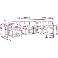 vidaXL Buiten bank set 7 st Naturel en lichtgrijs