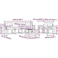 vidaXL Buiten bank set 7 st Natuurlijk en zwart