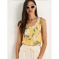 Bianco Bloemige U-hals Mouwloze Top