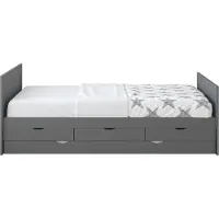Sunny Eli Kinderbed van Hout met 3 Lades in Grijs | Kajuitbed met Uitschuifbed Zonder Matras | 206x97x75cm | Voor Matrasmaat 90x200cm