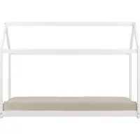 Sunny Zoey Bedhuisje van Hout in Wit | Kinderbed in Huis Vorm Zonder Matras | 206x98cm | Voor Matrasmaat 90 x 200 cm
