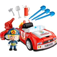 Pinypon brandweer wagen met aanhanger speel figuurtje als brandweerman