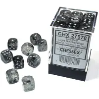 Chessex Borealis D6 12mm Light Smoke/silver Luminary Dobbelsteen Set (36 stuks)
