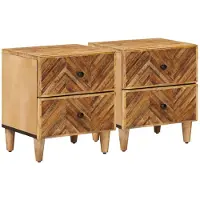 vidaXL Nachtkastje 2 st Bruin 40 x 33 x 46 cm Massief Mango Hout