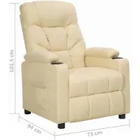 vidaXL Fauteuil verstelbaar stof crèmekleurig