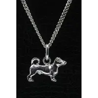 MOOYE ® - Collectie Zilveren Jack russell terrier gladhaar met staart ketting hanger - klein