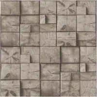 Dutch Wallcoverings schuimvinyl houtblokken - bruin