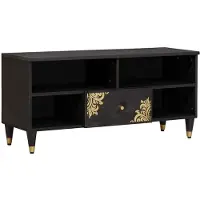 vidaXL TV Kast met lade Zwart 100 x 33 x 46 cm Massief Mango Hout