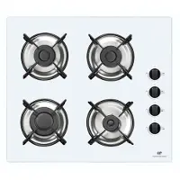 Continental Edison 4-burner gas hob with white glass