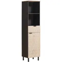 vidaXL Badkamerkast Zwart en Wit 38 x 33 x 160 cm Massief Mango Hout