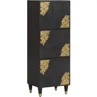 vidaXL Highboard met plank Zwart 40 x 33 x 110 cm Massief Mango Hout