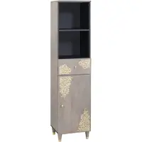 vidaXL Badkamerkast met lade Grijs 38 x 33 x 160 cm Massief Mango Hout
