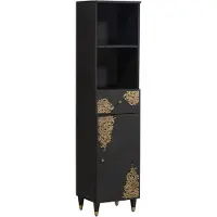 vidaXL Badkamerkast, zwart, 38 x 33 x 160 cm, massief mangohout