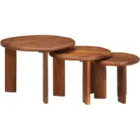 vidaXL Nestelbare salontafel, 3 stuks, honingbruin, Ø 54 x 40 cm