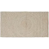 vidaXL - Gebied - Tapijt - Natuurlijk - en - Wit - 100 - x - 200 - cm - Jute