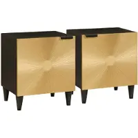 vidaXL Nachtkastje 2 st Zwart en Goud 40 x 33 x 46 cm Bewerkt hout