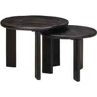 vidaXL Nestelbare salontafels, 2 stuks, zwart, Ø 50 x 40 cm