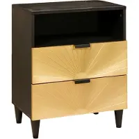 vidaXL Nachtkastje Zwart en Goud 50 x 33 x 62 cm Bewerkt hout