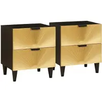 vidaXL Nachtkastje 2 st Zwart en Goud 40 x 33 x 46 cm Bewerkt hout