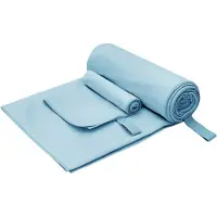 vidaXL Sporthanddoek Set 2 st Blauw 50 x 30 cm, 200 x 100 cm