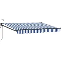 vidaXL Elektrisch Uitschuifbare Zonneluifel Blauw en Wit 3,5 x 2,5 m