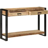 vidaXL Wandtafel met lade Bruin 120 x 33 x 75 cm Massief Mango Hout