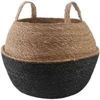 vidaXL Plantenpot met handvatten Zwart Ø 45 x 36 cm 100% Zeegras