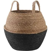 vidaXL Plantenpot met handvatten Zwart Ø 32 x 32 cm 100% Zeegras