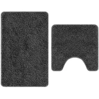 vidaXL Antislip Badmat Set 2 st Donkergrijs 50 x 50 cm PP