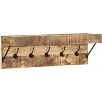 vidaXL Kapstok Wandgemonteerd Bruin 73 x 19 x 23 cm Massief mangohout