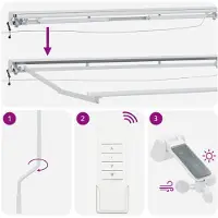 vidaXL Elektrische Zonnescherm Frame met LED's Wit 5 × 3,5 m Aluminium