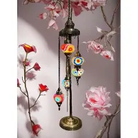 Halay Vloerlamp voor de woonkamer met 5 handgemaakte, kleurrijke glazen bollen – Oosterse vloerlamp