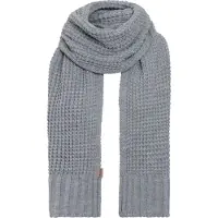 Knit Factory Robin Gebreide Sjaal Dames & Heren - Warme Wintersjaal - Grof gebreid - Langwerpige sjaal - Wollen sjaal - Heren sjaal - Dames sjaal - Unisex - Licht Grijs - 200x40 cm
