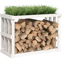 vidaXL Buitenhaardhoutrek, wit, 108x52x74 cm, massief grenenhout