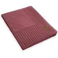 Knit Factory Uni Gebreid Plaid - Woondeken - plaid - Wollen deken - Kleed - Stone Red - 160x130 cm