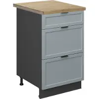 Vicco Keukenonderkast Fame-Line Licht blauw-grijs/Antraciet 50 cm, WB Eik, Model 50692