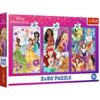 Trefl 3x80, Princesses friends, Disney Princess FSC Mix 70%, 80 stuk(s), Stripfiguren, 5 jaar