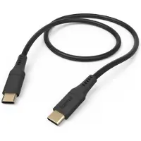 Hama Silicone USB-C naar USB-C Kabel - Oplaadkabel geschikt voor Smartphone / tablet / ipad - 3A USB 2.0 - 480Mbps - 150cm - Zwart