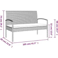 vidaXL Tuinbank met kussen, zwart, 105 cm, polyrotan