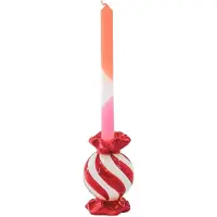 House Vitamin Candle holder- toffee candy- red/ white -8,5x8,5x13 cm