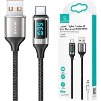 Usams gevlochten USB-C kabel, 1,2 meter, 6A, snelladen, wit (model: US-SJ544)