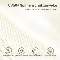 Laura Balkonparasol Ø200 cm rond met franjes – UPF 50+ UV-bescherming, auto-kantelsysteem, windbestendig, terras- en tuinparasol, boho-stijl, melkwit –