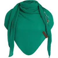 Knit Factory Lola Gebreide Omslagdoek - Driehoek Sjaal Dames - Katoenen sjaal - Luchtige Sjaal voor de lente, zomer en herfst - Stola - Bright Green - 190x85 cm - Inclusief sierspeld